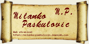 Milanko Paskulović vizit kartica